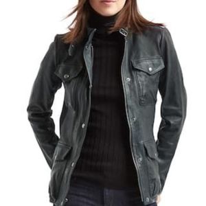 GAP Leather Utility Moto Jacket SZ L